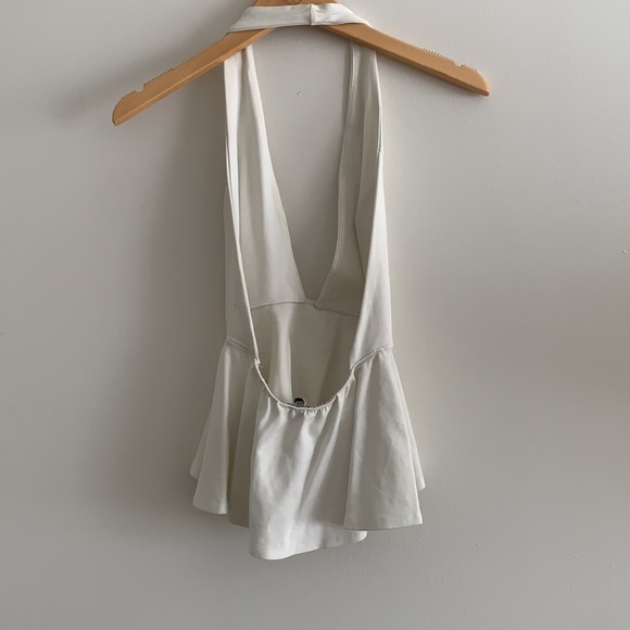 Tobi White Peplum Halter Top Small - Picture 2 of 4